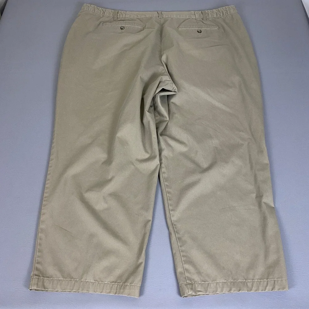 Basic Editions Pants Men's Size 50x29 Tan Khaki Pleated Chino Relaxed Fit Cotton